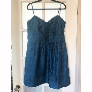NWT AE Peacock Teal Silky Party Skater Dress